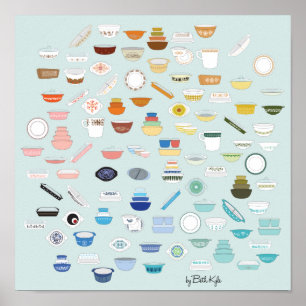 Poster 100 morceaux de Pyrex - menthe