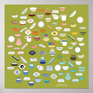 Poster 100 morceaux de Pyrex - vert