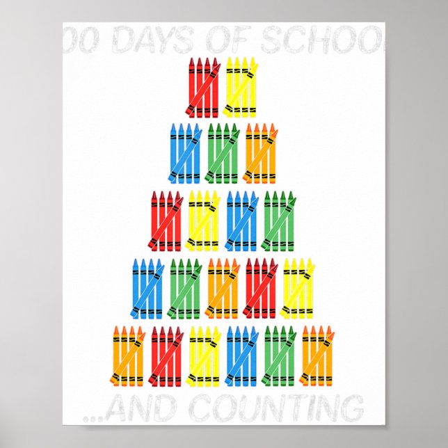 Poster 100e jour 100 jours d'école Crayon Hash Marks Thé (Devant)