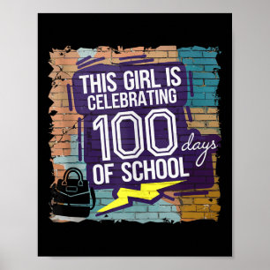 Poster 100E Jour Amusant Tenue Pour Les Filles 100 Jours