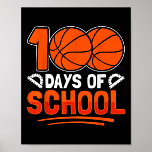 Poster 100E Jour De Basketball Scolaire 100 Jours D'École