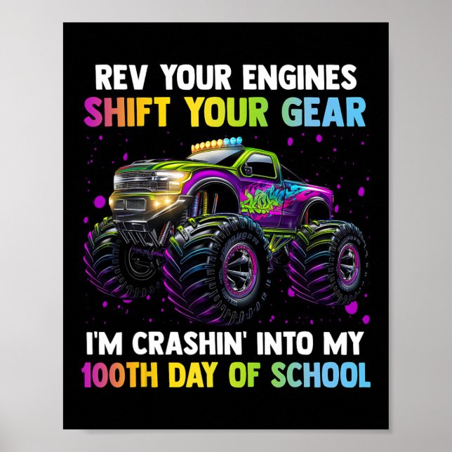 Poster 100E Jour De L'École Monster Truck Boys 100 Jours  (Devant)