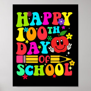 Poster 100e Jour De L'École Rétro 100 Jours Enseignant Ét