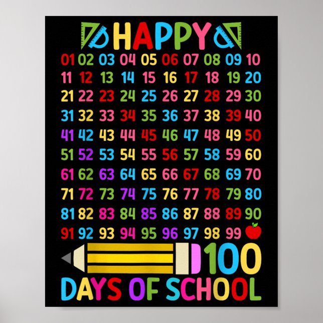 Poster 100e Jour De L'Enseignant 100 Jours Numéros De Mat (Devant)