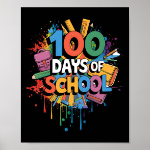 Poster 100e jour drôle tenue enseignant &amp; élève 100 D