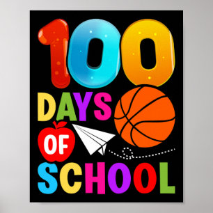 Poster 100e jour Student Boys Girls Bysketbyll 100 Jours 