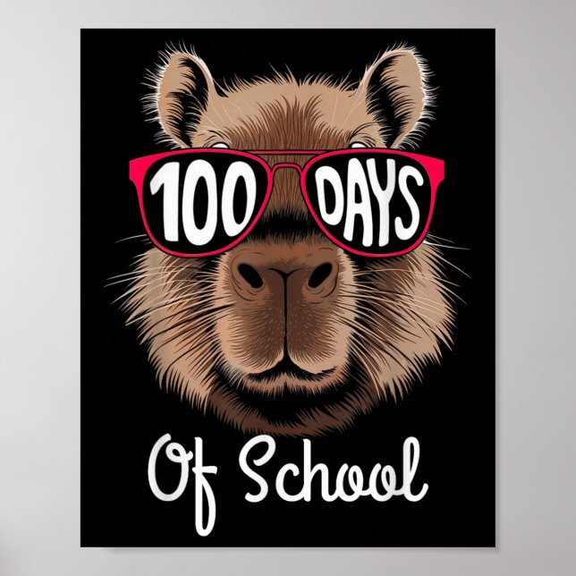Poster 100ème Jour De Cool D'École Capybara 100 Jours Plu (Devant)