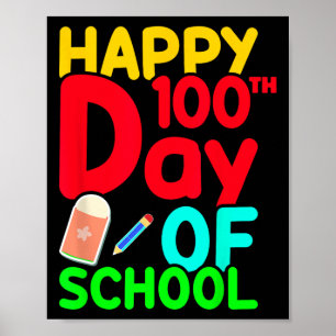 Poster 100ème Jour De L'École 100 Jours Jolies Étudiants