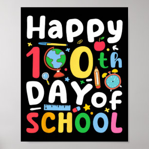 Poster 100ème Jour De L'École Enseignants Enfants Filles 