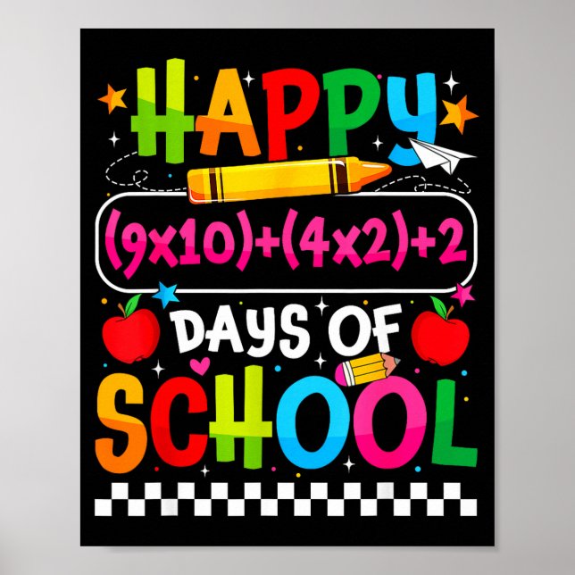 Poster 100th Day Of School Happy 100 Days Math Equation T (Devant)