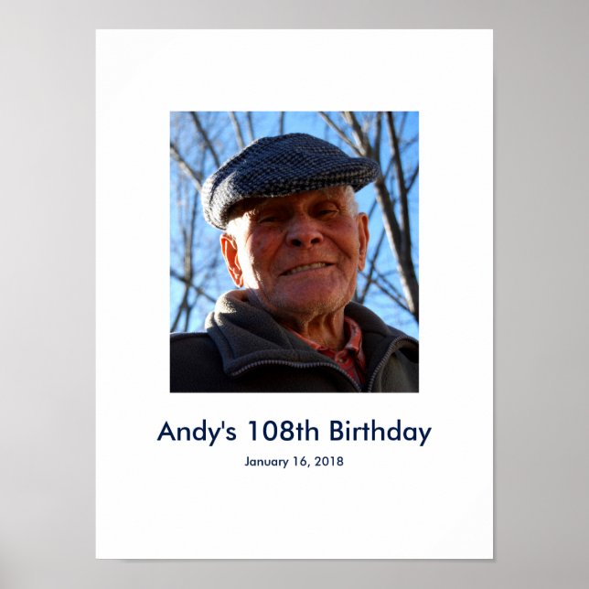 Poster 108e anniversaire photo personnalisée Se connecter (Devant)