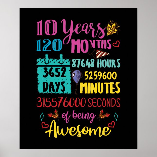 Poster 10 Ans 120 Mois Anniversaire (Devant)