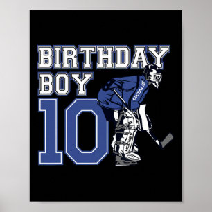 Poster 10 ans de hockey sur glace gardien de but à thème