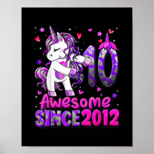 Poster 10 Ans Unicorne Flossing 10e Anniversaire fille