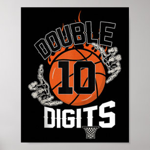 Poster 10 CHIFFRES DOUBLES Dix Basketball 10 Ancien