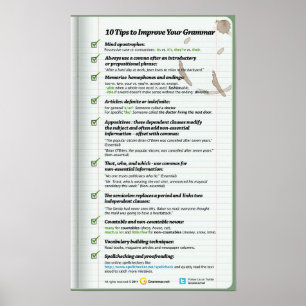 Poster 10 conseils pour améliorer votre grammaire
