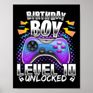 Poster 10 Jeu vidéo déverrouillé 10e anniversaire Gamer B