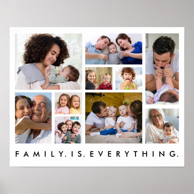 Poster 10 Photo Collage Famille Est Tout Citation Blanc  (Devant)
