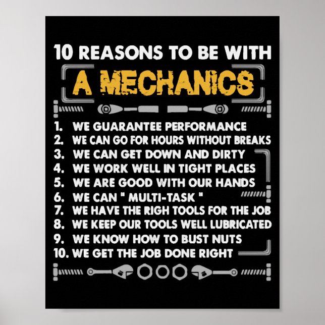 Poster 10 raison d'être un mécanicien (Devant)