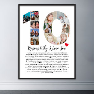 Poster 10 Raisons pour lesquelles je t'aime Collage du 10