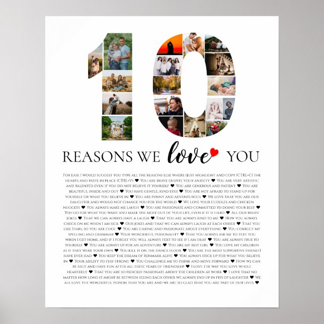 Poster 10 raisons pour lesquelles nous vous aimons pour v (Devant)