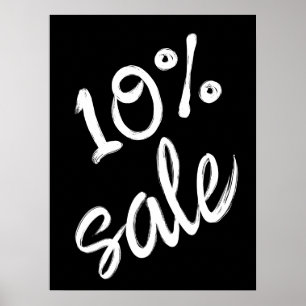 Poster 10% Signe de vente, 18x24 Vente noir et blanc