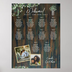 Poster 10 Table Bois rustique Gypsophila Mousse DE SIÈGE