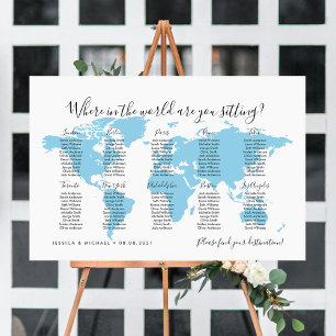 Poster 10 Tables Plan de table Carte du monde Destination