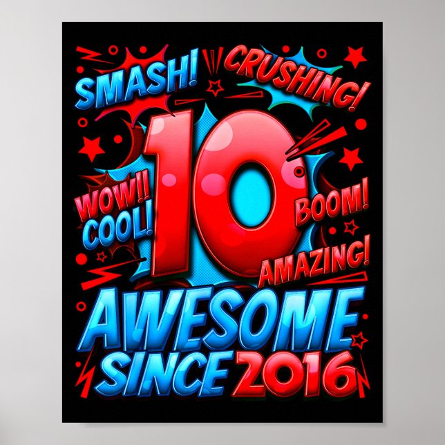 Poster 10 Year Old For Boys 10th Birthday Boy 10 Year Old (Devant)