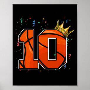 Poster 10e anniversaire Basketball grand nombre 10 ans Bo