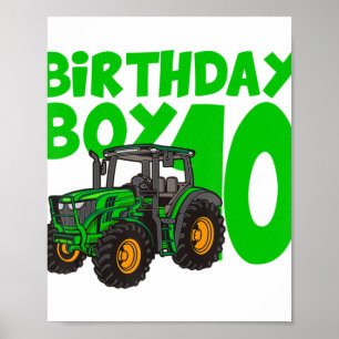 Poster 10e anniversaire Boy Tractor Ferme 10 ans Birthda