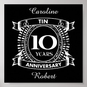 Poster 10e anniversaire du mariage étain