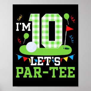 Poster 10e Anniversaire Fête Golf Garçon Dix Anniversaire