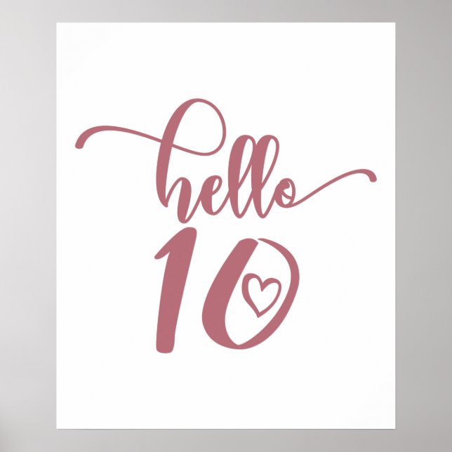 Poster 10e anniversaire filles Bonjour Dix mignonnes 10 a (Devant)