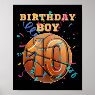 Poster 10e anniversaire garçon Dix 10 ans de basket-ball 