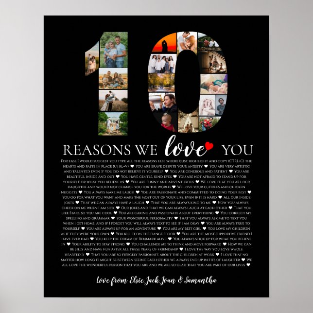 Poster 10e anniversaire mariage raisons pour lesquelles n (Devant)