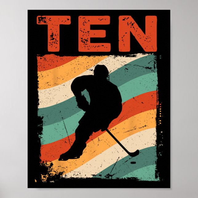 Poster 10e anniversaire Retro Hockey sur glace 10 ans Boy (Devant)
