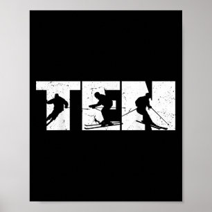 Poster 10e anniversaire Retro Ski Ski 10 ans Garçons Gi