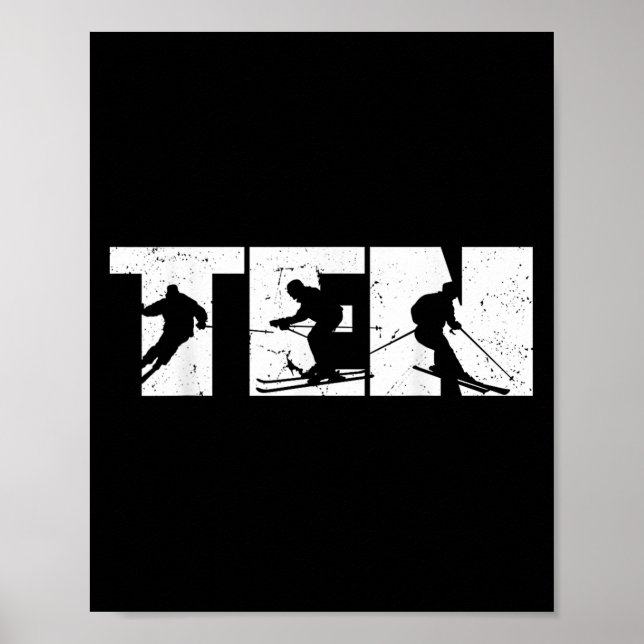 Poster 10e anniversaire Retro Ski Ski 10 ans Garçons Gi (Devant)