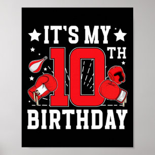 Poster 10e Boxe Anniversaire Fête 10 ans Boxer Naissance