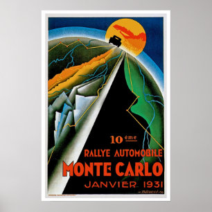 Poster 10ème Rassemblement De Monte Carlo d'automobile