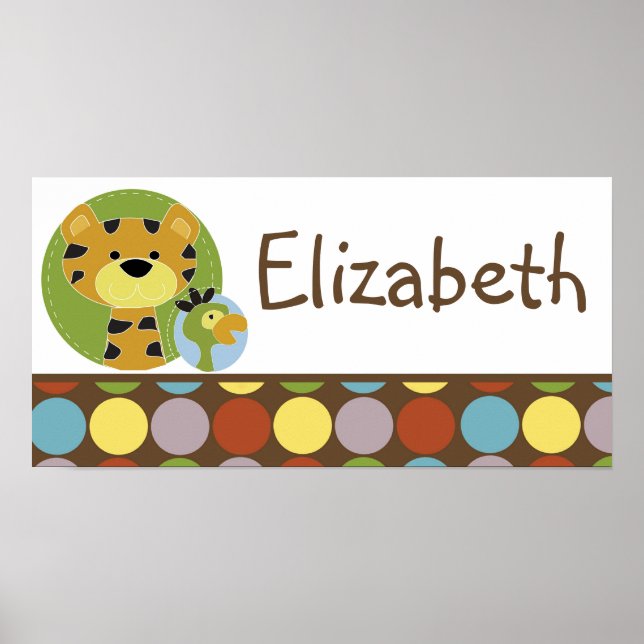 Poster 10x20 Nursery Art Name Print Jungle Tales Safari (Devant)