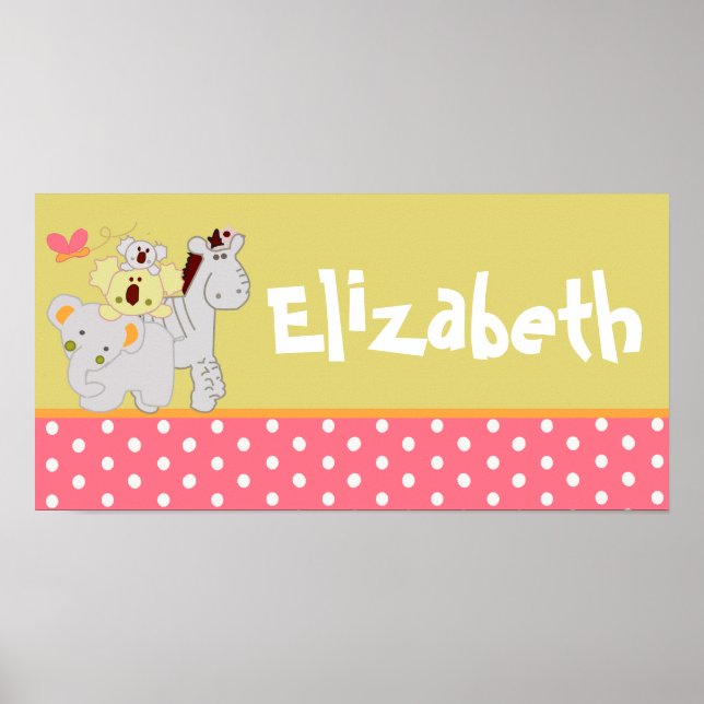 Poster 10x20 Nursery Art Name Print Tropical Punch Girl (Devant)