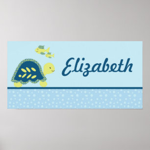 Poster 10x20 Nursery Art Name Print Turtle Reef Ocean Sea