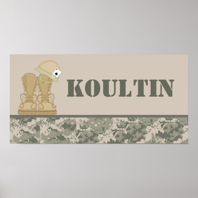 Poster 10x20 Nursery Name Wall Art ARMY ACU Camoflauge (Devant)