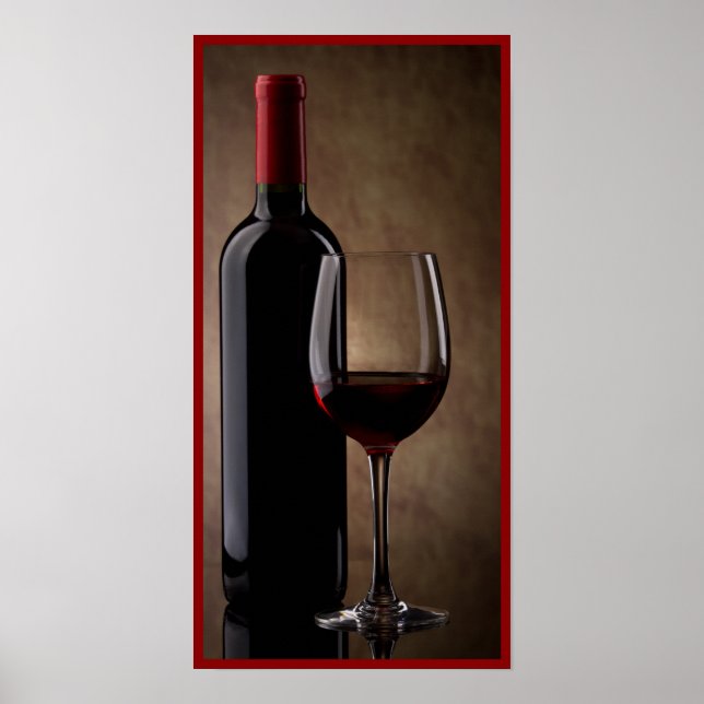 Poster 10x20 Vin Verre et Bouteille Art Mur (Devant)