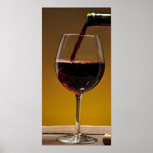 Poster 10x20 Vin Verre et Bouteille Art Mur