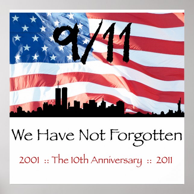 Poster 11/09 10e anniversaire WTC et le drapeau (Devant)