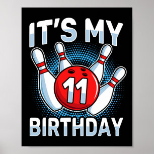Poster 11 Ans Bowling 11e Anniversaire Fête Garçons Fille