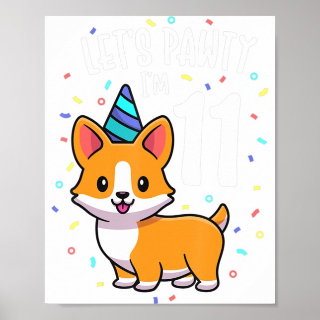 Poster 11 ans Corgi Amoureux des chiens 11e anniversaire  (Devant)
